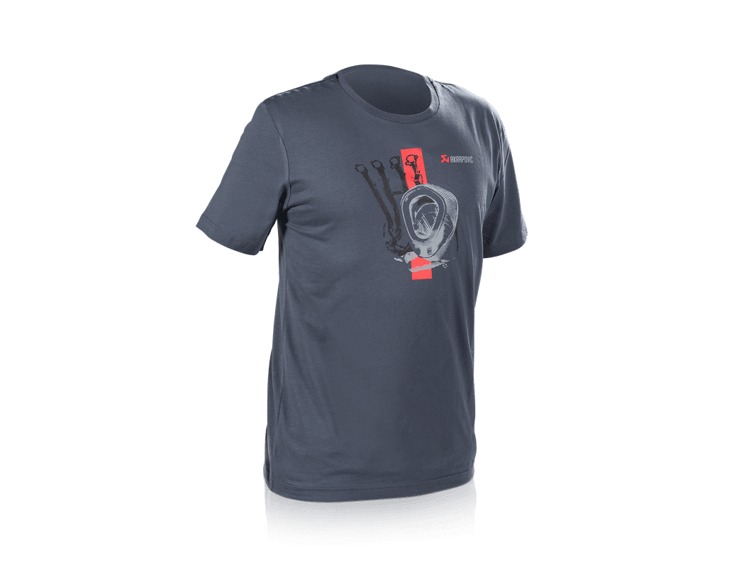 Akrapovič Lifestyle T-shirt Red Strip Men's Blue-Grey - OPSHOLDERS Akrapovič Lifestyle T-shirt Red Strip Men's Blue-Grey