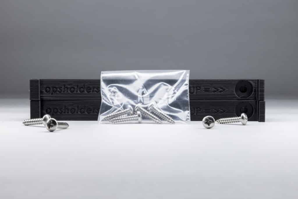 Black USA number plate holders with mounting point in the top and middle screws - OPSHOLDERS