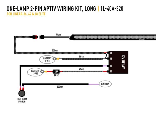 Lazer Single-Lamp Harness Kit (High Power - Linear Elite, 12V)