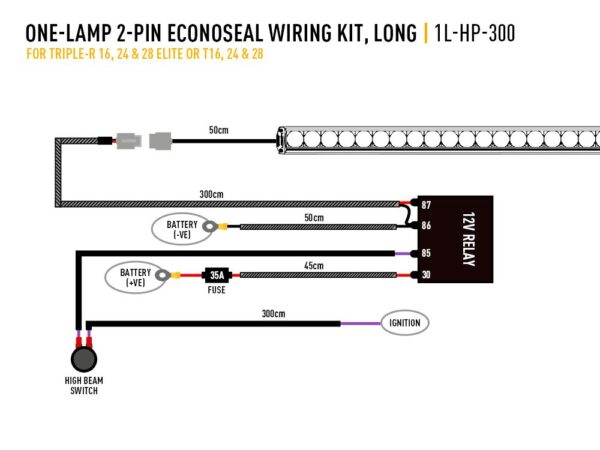 Lazer Single-lamp harness kit with switch (High Power, 12V)