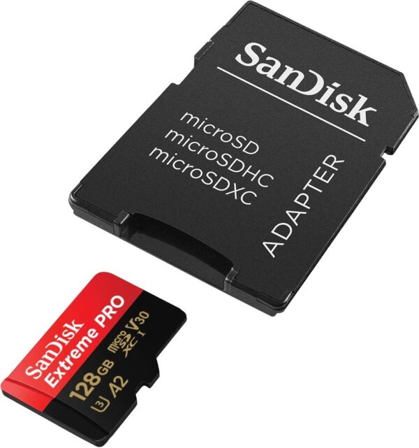 SanDisk 128GB Extreme PRO microSD Card with Adapter SDSQXCD-128G-GN6MA