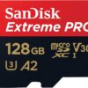 SanDisk 128GB Extreme PRO microSD Card with Adapter SDSQXCD-128G-GN6MA