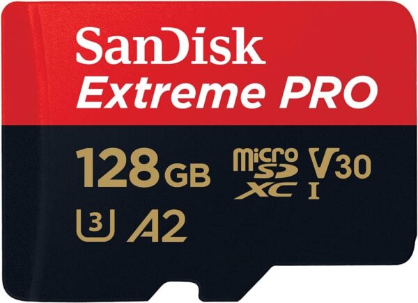 SanDisk 128GB Extreme PRO microSD Card with Adapter SDSQXCD-128G-GN6MA