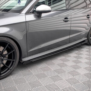 Maxton Design Street Pro Side Skirts Diffusers + Flaps Audi S3 / A3 S-Line Sportback 8V Facelift AUS33FSBCNC-SD1BRB+SF1G
