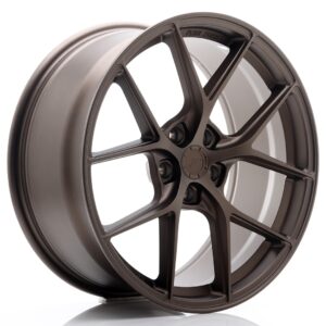 Bronze multi-spoke alloy car wheel shown at an angle (performance rim).