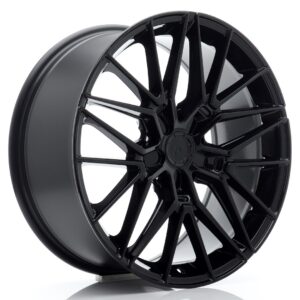Glossy black multi-spoke alloy wheel with a deep concave design, shown at an angle to highlight the spokes and lip.