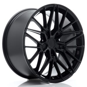 Black glossy multi-spoke car alloy wheel rim photographed at an angle, front view display.