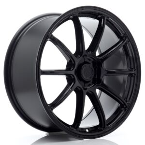 Glossy black alloy car wheel rim with a six-spoke design and central hub cap visible