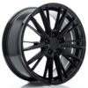 Black glossy multi-spoke alloy car wheel/rim with a polished lip, close-up view