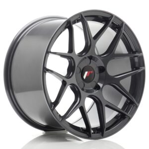 Black multi-spoke alloy car wheel/rim with a center cap and glossy finish