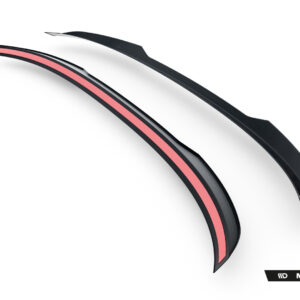 Two curved black car aero parts with a pink stripe, shown diagonally on a white background with Maxton Design branding in the corner.