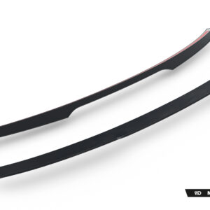 Two curved black car side skirts with a red edge stripe, displayed diagonally on a white background; Maxton Design branding visible.