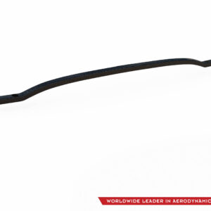 Curved carbon fiber strip with a mounting hole on one end against a white background.