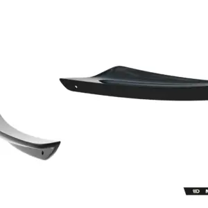 Abstract black curved automotive part against a white background with Maxton Design branding in the bottom-right corner.