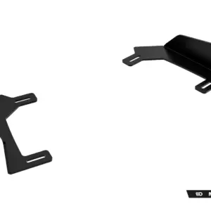 Pair of black metal mounting brackets with slotted tabs on white background (Maxton Design product)