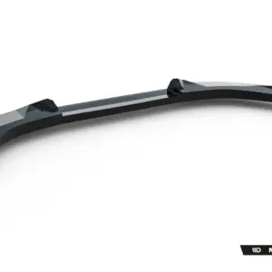 Curved black automotive trim with two mounting clips on a white background, branding 'MAXTON DESIGN' visible at the bottom right.