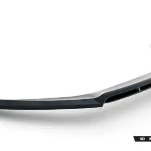 Curved black car spoiler on a white backdrop, product shot with Maxton Design branding visible.