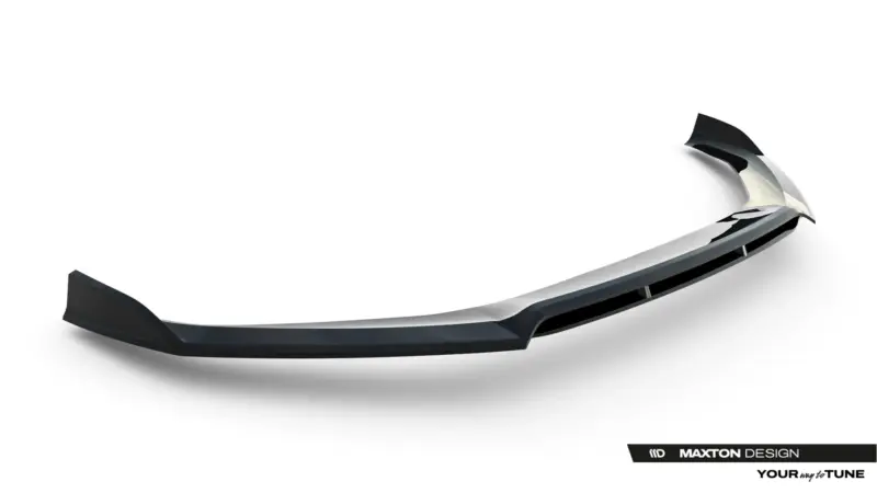 Curved black car spoiler on a white backdrop, product shot with Maxton Design branding visible.