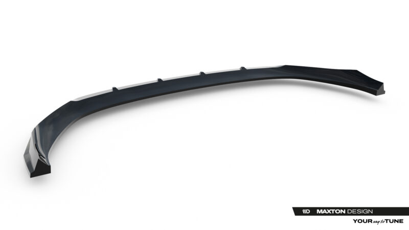 Curved black car aero lip with multiple mounting tabs, shown as a Maxton Design product render.