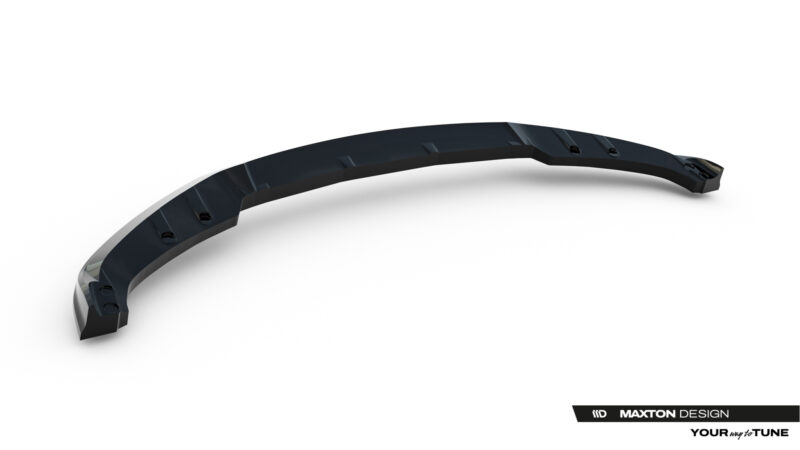 pol_po_Front-Splitter-BMW-3-Sportline-Sedan-Touring-F30-F31-23858_3jpg - OPSHOLDERS Curved dark automotive bumper or body kit piece with mounting holes, shown on a white backdrop (Maxton Design branding).