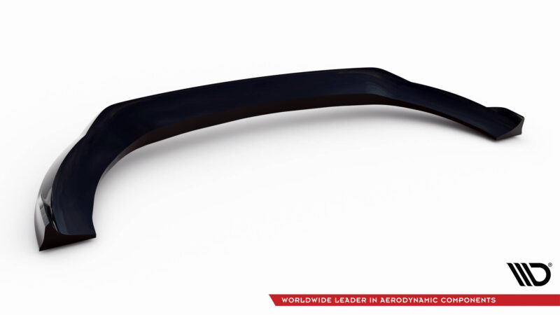 Dark curved aerodynamic component displayed on a white background, with a logo in the bottom-right corner and a red slogan bar reading 'Worldwide Leader in Aerodynamic Components'.