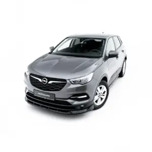 Silver Opel SUV shown from a high front-left angle on a white studio backdrop, logo visible on the grille