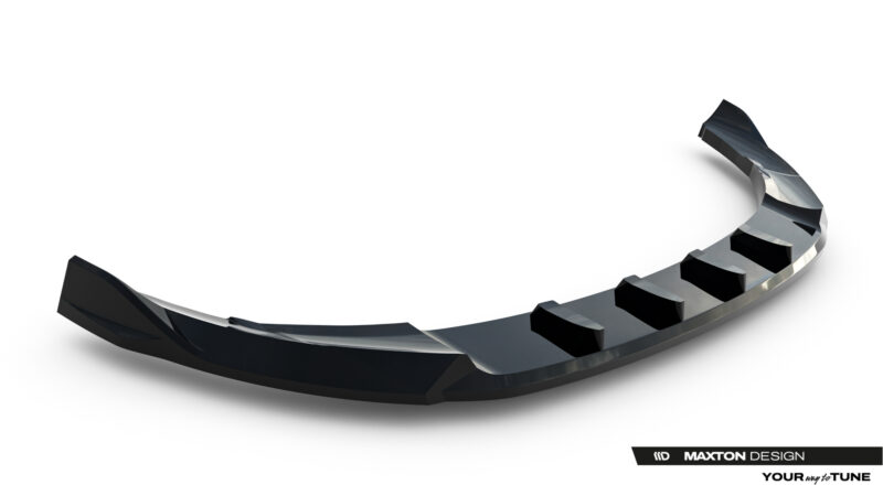 Curved black metallic ribbon banner with Maxton Design branding at the bottom-right and the tagline 'Your way to tune'.