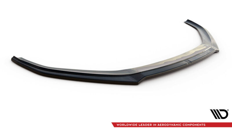 pol_po_Front-Splitter-V-1-Audi-S5-A5-S-Line-F5-Coupe-Sportback-5599_5jpg - OPSHOLDERS Curved aerodynamic component, a long winglet-like foil, photographed on a white background with a logo in the bottom-right corner.