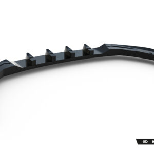 Black curved automotive trim piece with multiple mounting pegs along the inner edge; brand watermark visible (Maxton Design).