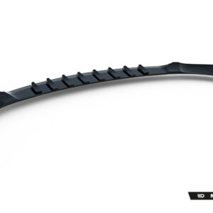 Curved black automotive trim with evenly spaced rectangular fins along the inner edge (3D render).