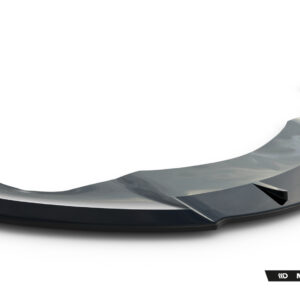 Chrome automotive spoiler with a glossy curved surface, shown against a white background, logo reading 'MAXTON DESIGN' bottom right.