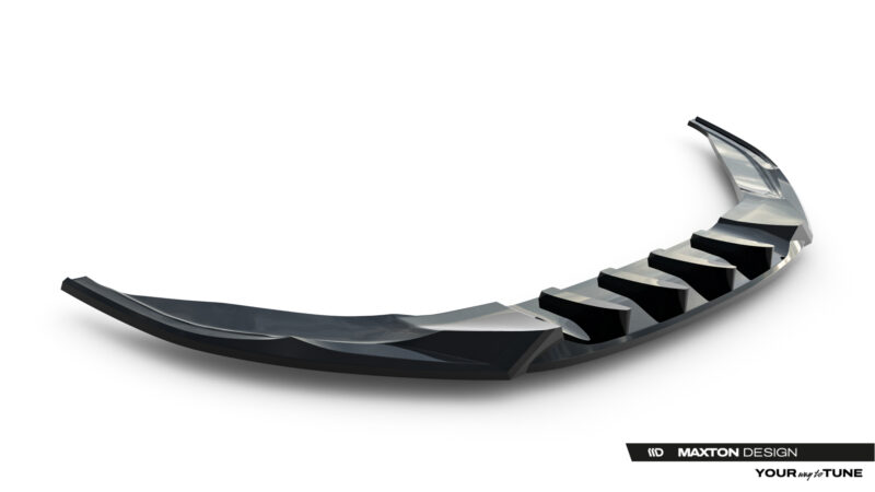 pol_po_Front-Splitter-V-1-Volkswagen-Jetta-GLI-Mk7-Facelift-2-23929_2jpg - OPSHOLDERS Abstract, glossy curved car body shape against a white background with Maxton Design branding in the corner.