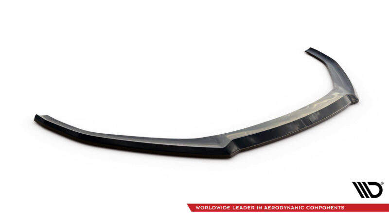 Curved, glossy black aerodynamic component on a white background, with a red brand banner at bottom right saying 'Worldwide Leader in Aerodynamic Components'.