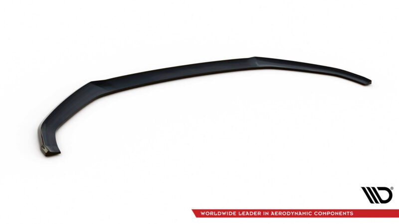 Curved black aerodynamic component on a white background with VD logo in the bottom-right corner and a red banner reading 'Worldwide Leader in Aerodynamic Components'.