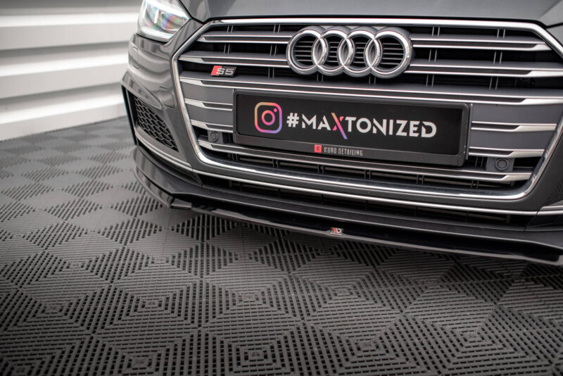 Close-up of an Audi S5 front with the four-ring grille, S5 badge, and a black plate reading #MAXTONIZED.