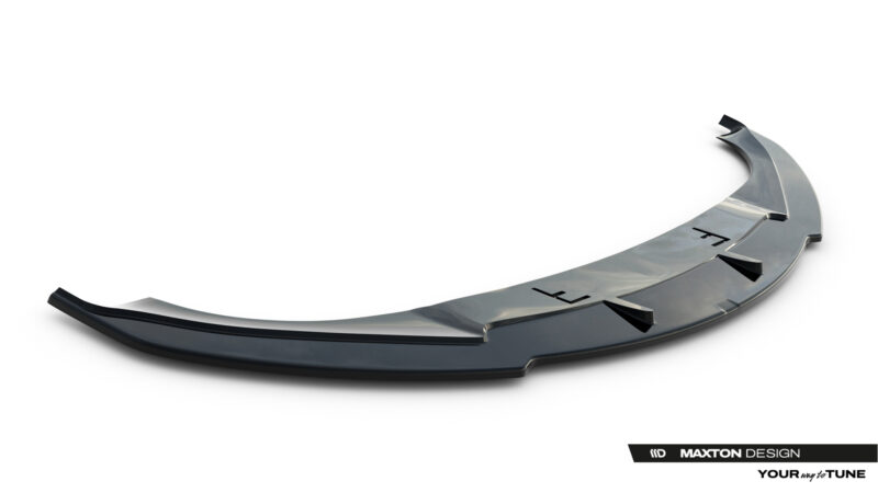 Curved black and gray car body spoiler/diffuser piece on a white background with Maxton Design branding nearby.