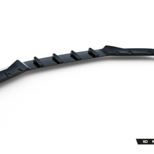 Curved black automotive aero splitter/bumper lip with vertical fins, Maxton Design branding.