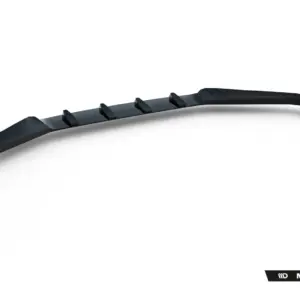 Long black curved car body part with multiple mounting clips, likely a side skirt or aero diffuser from Maxton Design