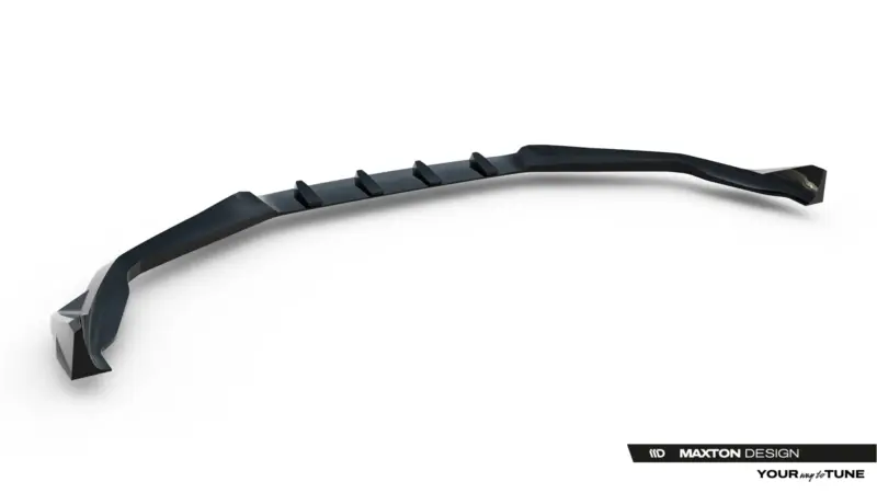 Long black curved car body part with multiple mounting clips, likely a side skirt or aero diffuser from Maxton Design