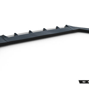 Dark gray car side skirt with vents, shown as a long curved aero panel against a white background.