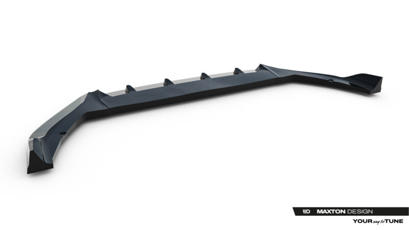 Dark gray car side skirt with vents, shown as a long curved aero panel against a white background.