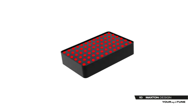 pol_po_Led-Stop-Light-Toyota-GR-Yaris-Mk4-Facelift-23789_4webp - OPSHOLDERS Black rectangular tray with a top grid of evenly spaced red circular holes (perforated surface).
