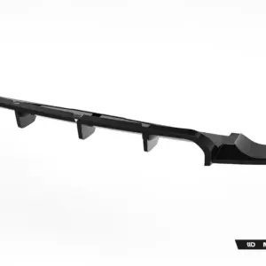 Long carbon-fiber car spoiler with curved wing tips and mounting posts against a white background.