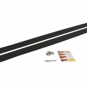 Pair of long black mounting rails with hardware and instruction sheet for installation