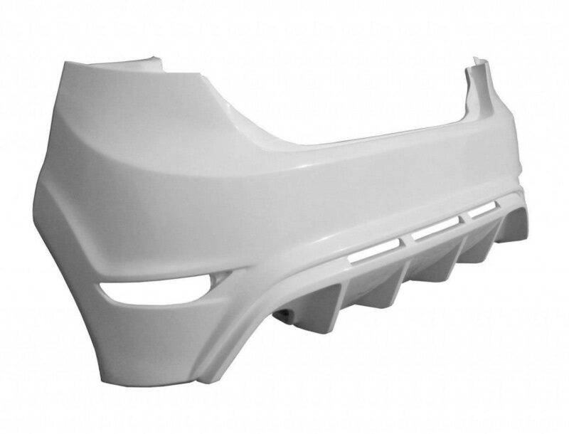White plastic car bumper cover (front end) with contour lines and vent slots
