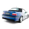 pol_po_Rear-Side-Splitters-BMW-M3-3-M-Pack-Coupe-Cabrio-E36-23876_1webp - OPSHOLDERS Rear-three-quarter view of a blue BMW 320i convertible with a black soft top, seen from the passenger side rear end.
