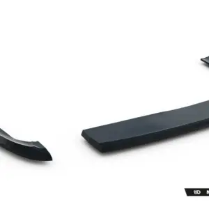 Abstract curved black metal strips on a white background with Maxton Design watermark in the bottom-right corner, banner-style design.