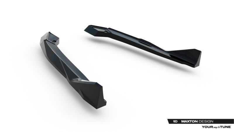 Three black aftermarket car body panels arranged on a white background with the Maxton Design logo at the bottom right.