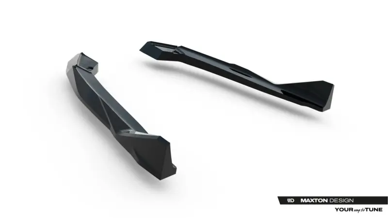 Abstract 3D render of dark metallic car body kit pieces with Maxton Design branding and 'Your way to tune' slogan