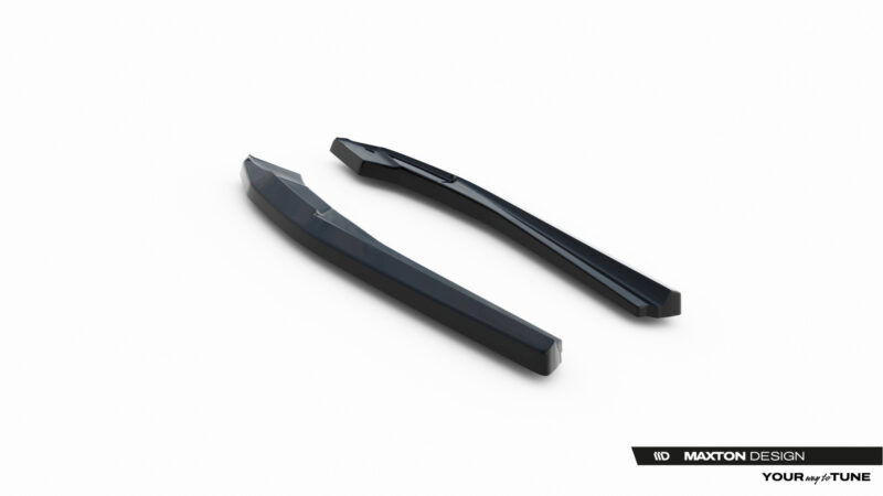 Two black windshield wiper blades on a white background, with Maxton Design logo in the bottom-right corner.